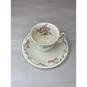Vintage Castleton Belrose Demitasse Tea Cup & Saucer Floral Roses 2 PCs